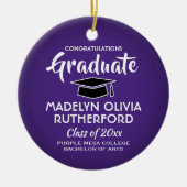 Foto Afstuderen Congrats Paars White en Black Keramisch Ornament (Voorkant)
