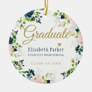 Foto afstuderen elegant gold script class jaar keramisch ornament