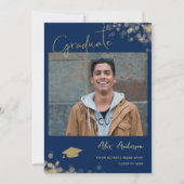 Foto Afstuderen Elegant Navy Blue aankondiging (Voorkant)