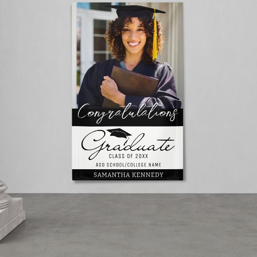 Foto Afstuderen Gefeliciteerd Afstudeerder 2025 Zw Spandoek