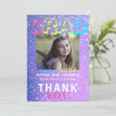 Foto afstuderen girale afstudeerder-typografie 8e  bedankkaart (Staand voorkant)