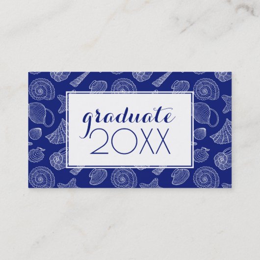 Foto Afstuderen | Helderblauw Shell Pattern Contactkaartje (Achterkant)