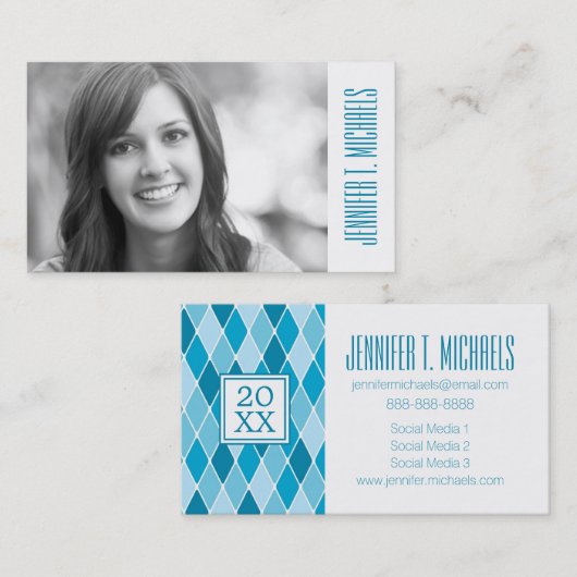 Foto Afstuderen | Het winterpatroon van Harlequin Contactkaartje (Voorkant / Achterkant)