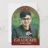 Foto Afstuderen Invitation Classic Gold Dark Red Kaart (Voorkant)