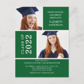 Foto Afstuderen Invitation ~Classy Green & White Briefkaart (Voorkant)