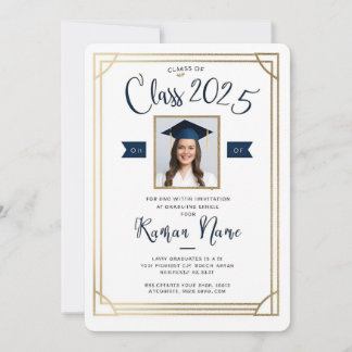 Foto Afstuderen Invitation – Klasse van 2025 Elega Kaart