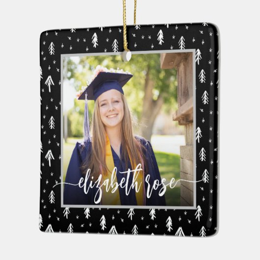 Foto Afstuderen Keepomwille Black Snowflake Keramisch Ornament (Links)