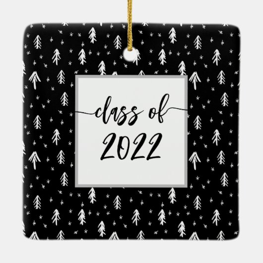 Foto Afstuderen Keepomwille Black Snowflake Keramisch Ornament (Achterkant)