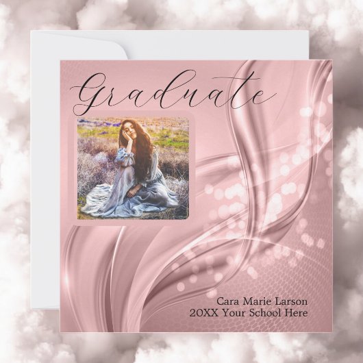 Foto Afstuderen Luxury Pink Metallic Kaart