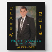 Foto afstuderen met jaar- en schoolnaam fotoplaat (Voorkant)