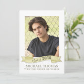 Foto Afstuderen Modern Simple Trendy Gold Banner Kaart (Staand voorkant)