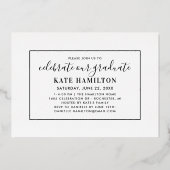Foto afstuderen Moderne Gold Script Graduation Par Folie Uitnodiging (Achterkant)