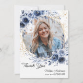 Foto Afstuderen Navy Blue Flowers Bedankt (Voorkant)