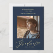 Foto Afstuderen Navy Whimsical Modern Calligrafie Kaart (Voorkant)