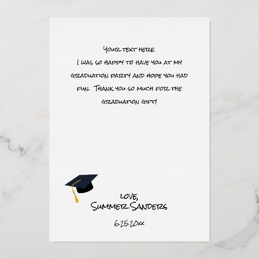 Foto Afstuderen Pet Verticale W Folie Hartelijk da Folie Uitnodiging (Achterkant)