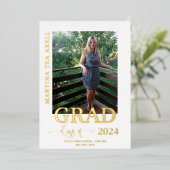 Foto Afstuderen Real Gold Foil Aankondiging (Staand Voorkant)