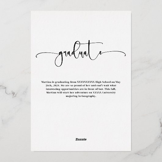 Foto Afstuderen Real Gold Foil Aankondiging (Achterkant)