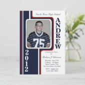 Foto Afstuderen / Red en Navy Stripe Kaart (Staand voorkant)