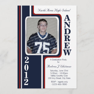 Foto Afstuderen / Red en Navy Stripe Kaart