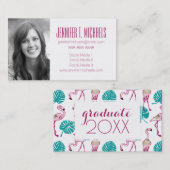 Foto Afstuderen | Roze lamingos Contactkaartje (Voorkant / Achterkant)