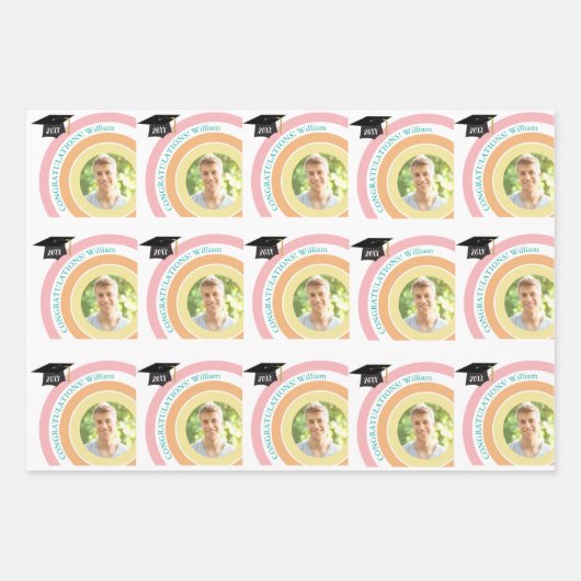 Foto Afstuderen Roze & Oranje cirkels Inpakpapier Vel (Voorkant)