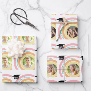 Foto Afstuderen Roze & Oranje cirkels Inpakpapier Vel