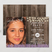 Foto Afstuderen Rustic Wood Lavender Floral Kaart (Voorkant / Achterkant)
