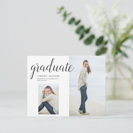 Foto Afstuderen Trendy Hand Lettered Script Aankondiging (Staand voorkant)