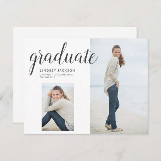 Foto Afstuderen Trendy Hand Lettered Script Aankondiging (Voorkant / Achterkant)