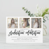 Foto Afstuderen Uitnodiging | Modern zwart-wit en  (Staand voorkant)