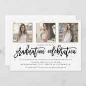 Foto Afstuderen Uitnodiging | Modern zwart-wit en  (Voorkant / Achterkant)