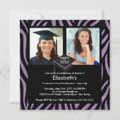 Foto Afstuderen Uitnodiging Paarse Zebra Print (Voorkant)