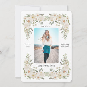 Foto afstuderen van ivoor-floral bekendmaking kaart