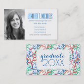 Foto Afstuderen | Waterverf Coral Pattern Contactkaartje (Voorkant / Achterkant)