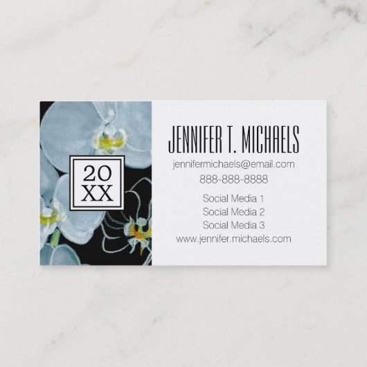 Foto Afstuderen | Waterverf witte orchideeën Contactkaartje (Achterkant)