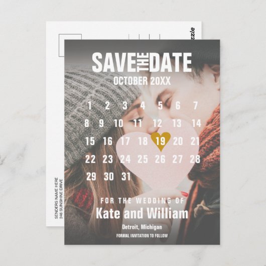 Foto Agenda Bewaar de Datum Modern Briefkaart (Voorkant / Achterkant)