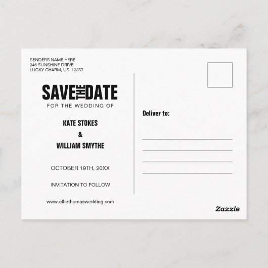 Foto Agenda Bewaar de Datum Modern Briefkaart (Achterkant)