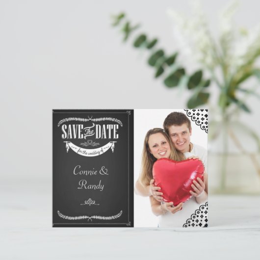 Foto-alkboard Het Briefkaart Datum opslaan (Staand voorkant)
