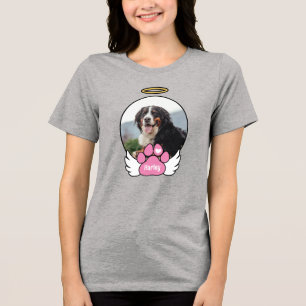Foto Angel Wings Pink Paw Naam hond Memorial toevo Tri-Blend Shirt