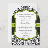 Foto Apple Green Black Damask Wedding Kaart (Voorkant)