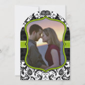 Foto Apple Green Black Damask Wedding Kaart (Achterkant)