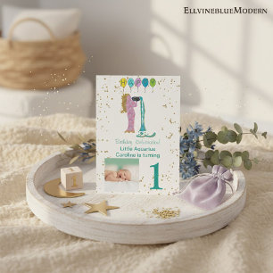 Foto & Aquarius Birthday met Gold & ballonnen Kaart