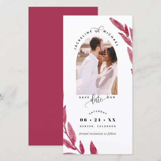 Foto arch, Berry Wedding Save the Date Bladwijzer (Voorkant / Achterkant)