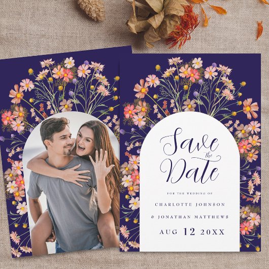 Foto Arch Boho Herfst Rustieke Wildflower Wedding Save The Date