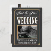 Foto Art Deco Bruiloft Save The Date Kaarten (Voorkant / Achterkant)