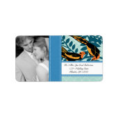 Foto Art Deco Destination Bird Pattern Etiket (Voorkant)