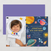 Foto Astronaut Planeten Space Boy Verjaardag Kaart (Voorkant / Achterkant)
