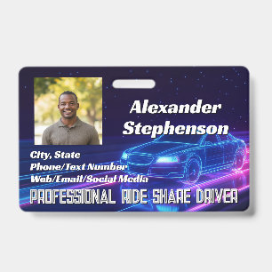 Foto Auto Bestuurder Lyft Uber Rijdt Deelrit ID Badge