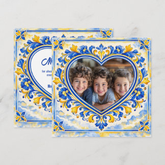 💙 Foto Azulejo Hart Bedankkaart-tegel Bedankkaart