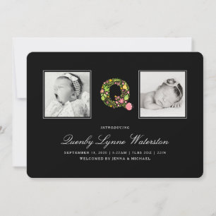 FOTO-BABY AANKONDIGING   Floral Alphabet Q